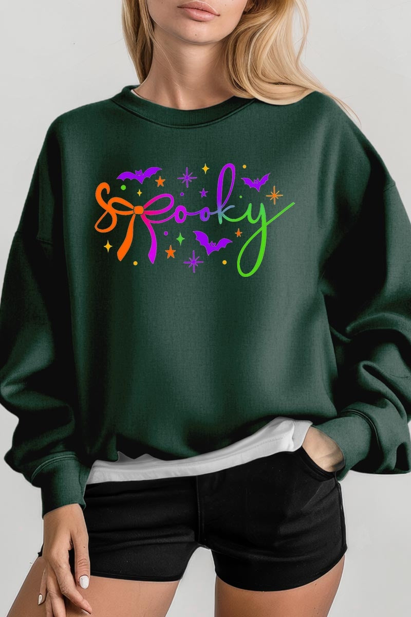 UL180P-E3109 Spooky Halloween Graphic Plus Sweatshirt $25