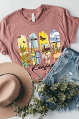 US3001P-E3061KS Kansas State Brushstroke Graphic Plus Tee $16