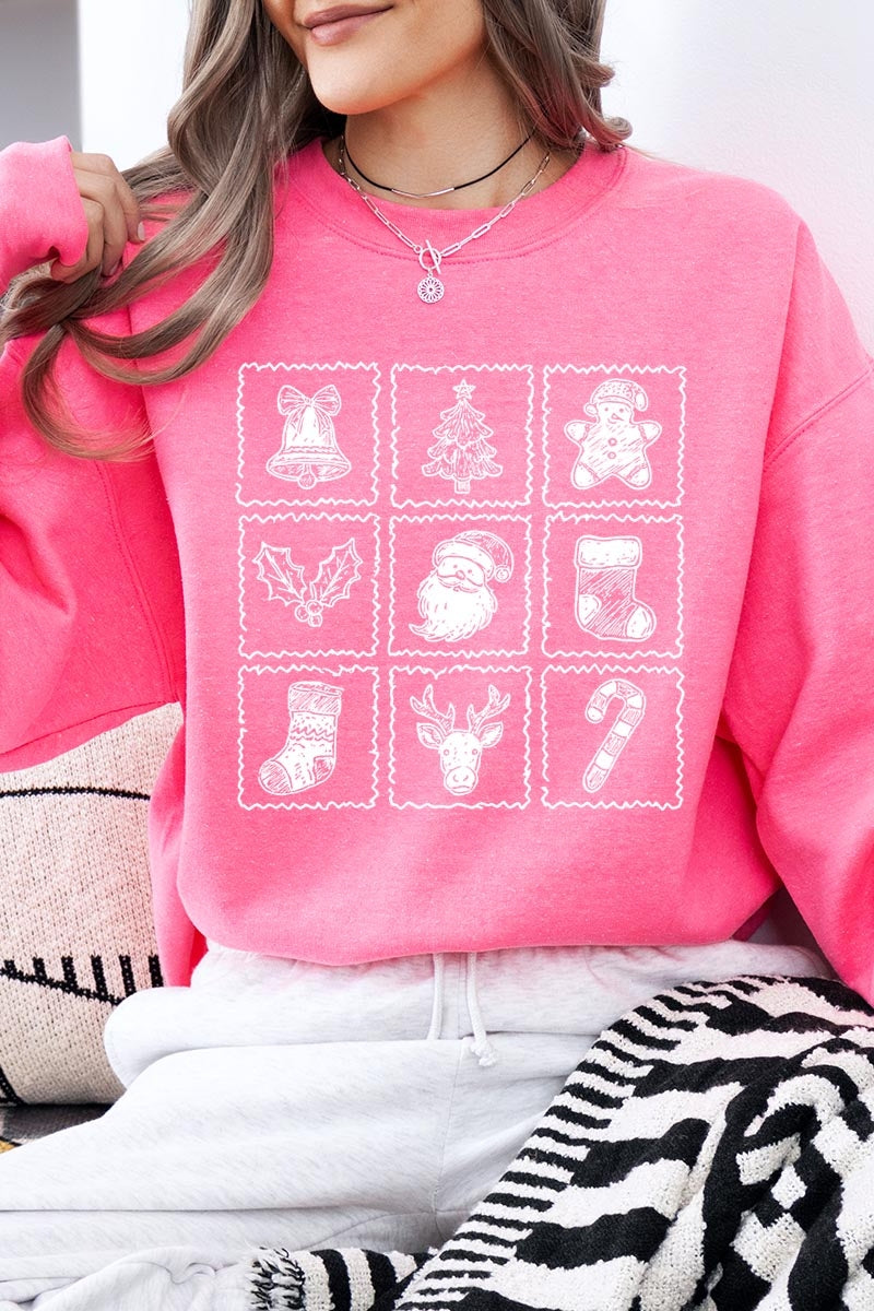 UL180-E3215 Christmas Icons Graphic Sweatshirt $20