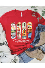 US3001-E3061MS Mississippi State Brushstroke Graphic Tee $12.5
