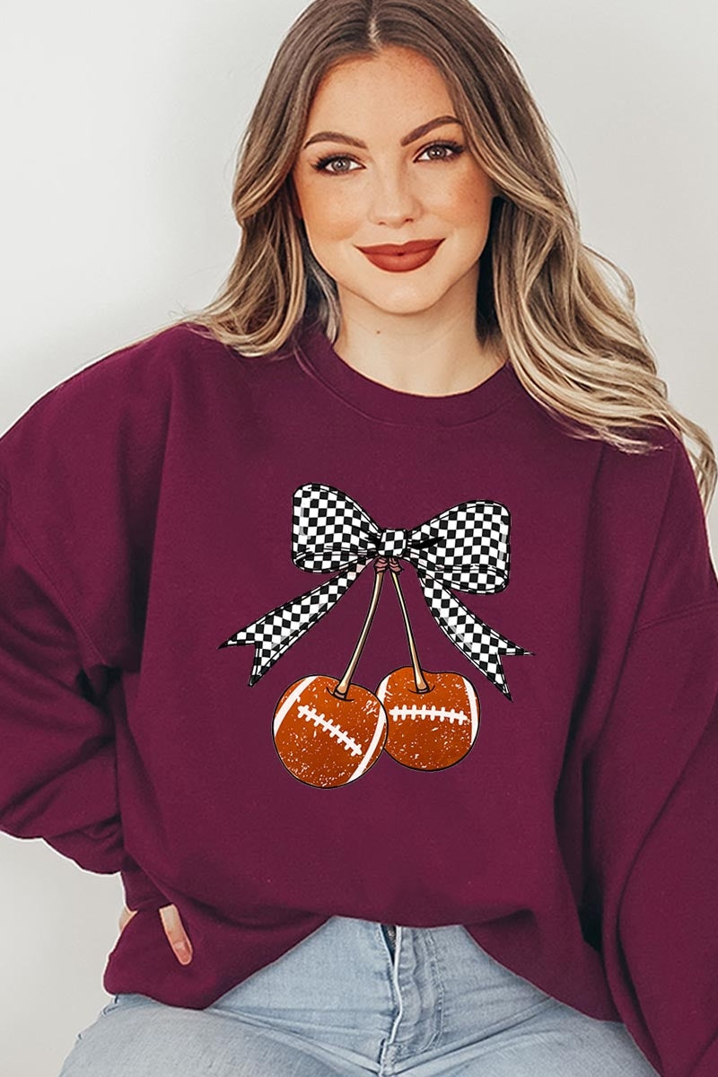 UL180-E3055 Football Cherries Graphic Sweatshirt $20