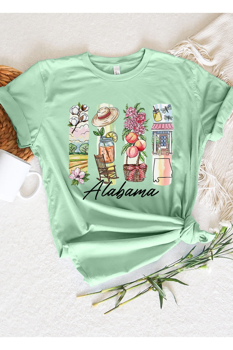 US3001-E3061AL Alabama State Brushstroke Graphic Tee $12.5