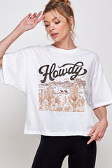 CTS-E3095 Howdy Desert Western Graphic Relaxed Crop Top $11