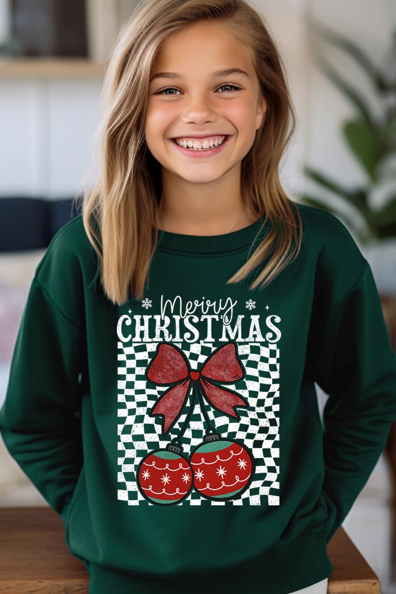 UL180B-E3196Z Cherry Ornament Christmas Kids Graphic Sweatshirt $20
