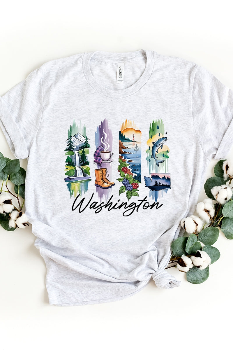 US3001-E3061WA Washington State Brushstroke Graphic Tee $12.5