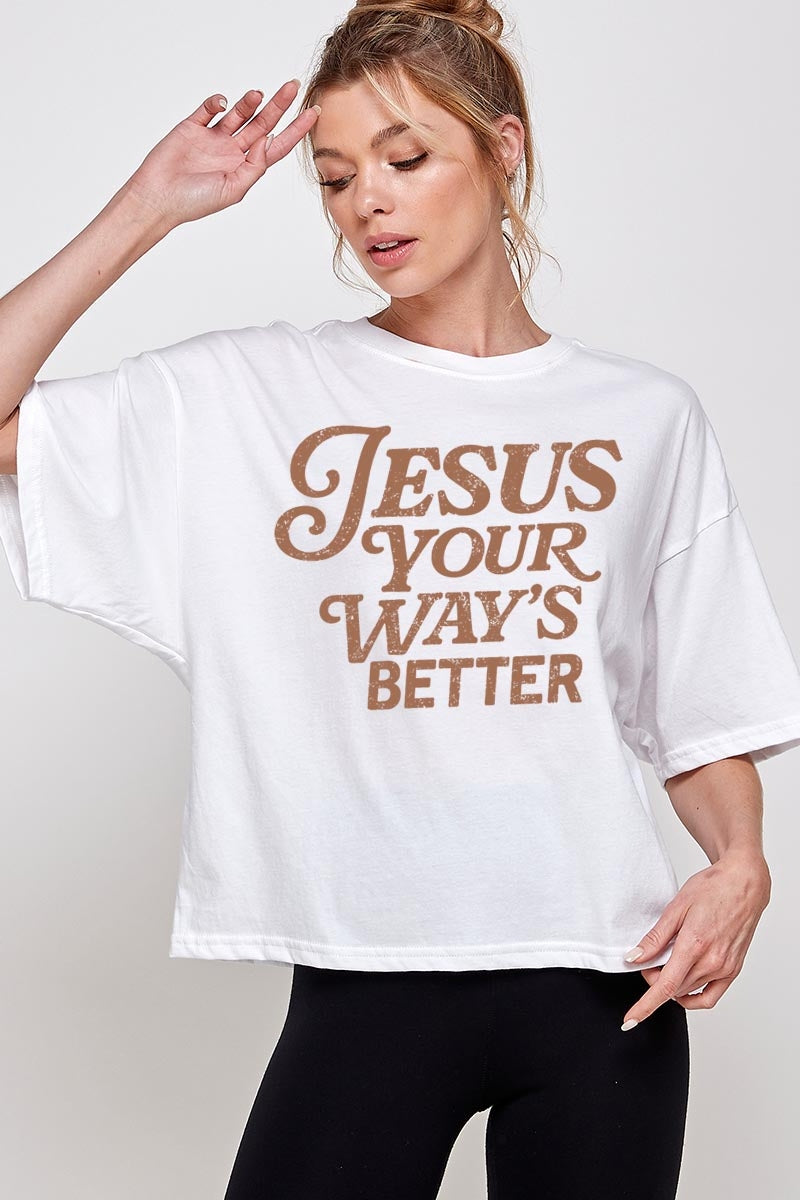 CTS-E3114 Christian Graphic Relaxed Crop Top $11