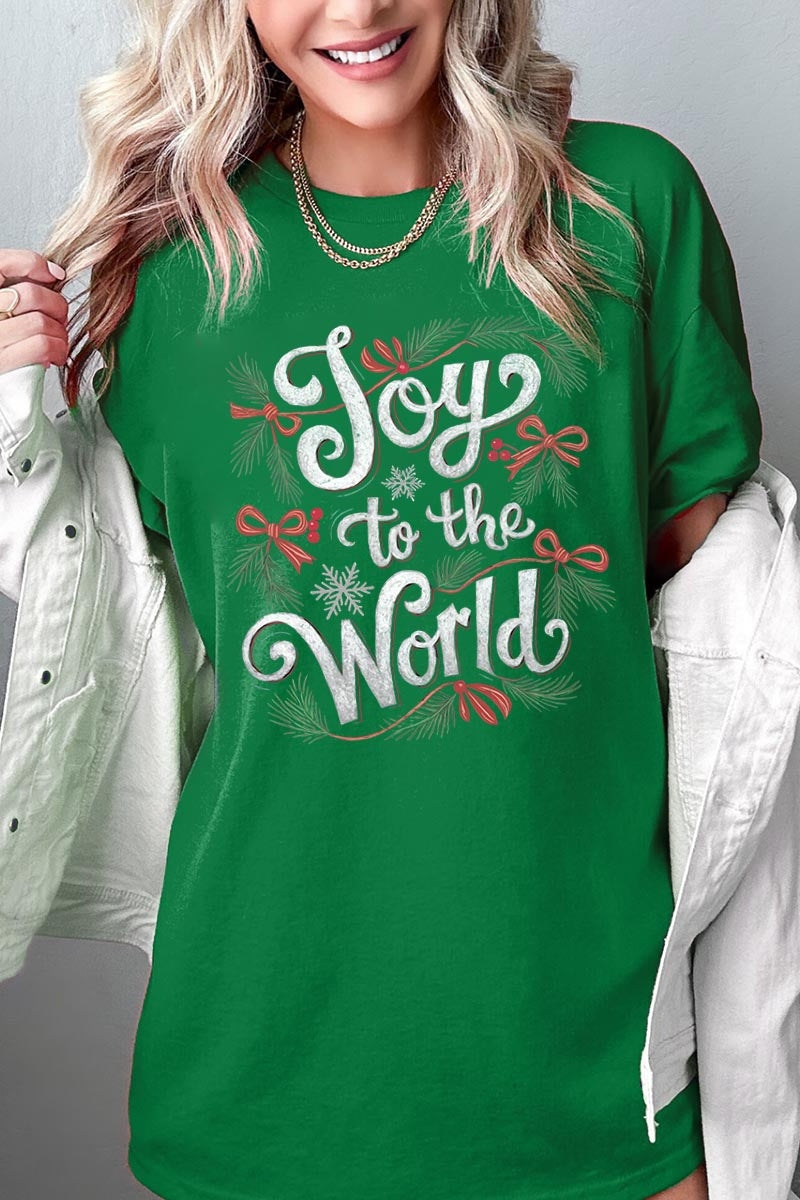 5000-E3221 Joy to the World Christmas Graphic Heavy Cotton Tee $9