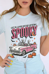 US3001P-E3142 Spooky Skeleton Graphic Plus Tee $16