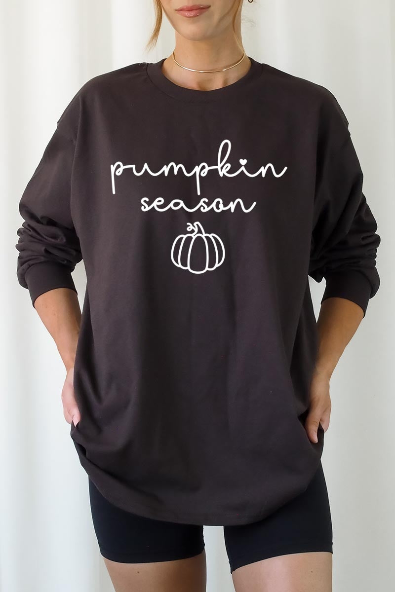UL240-E3152 Pumpkin Season Graphic Long Sleeve Tee $13.75
