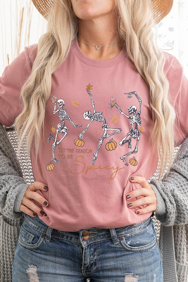 US3001P-E3123 Halloween Skeleton Graphic Plus Tee $16