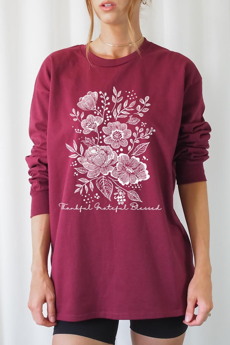 UL240P-E3155 Neutral Thanksgiving Graphic Plus Long Sleeve Tee $17