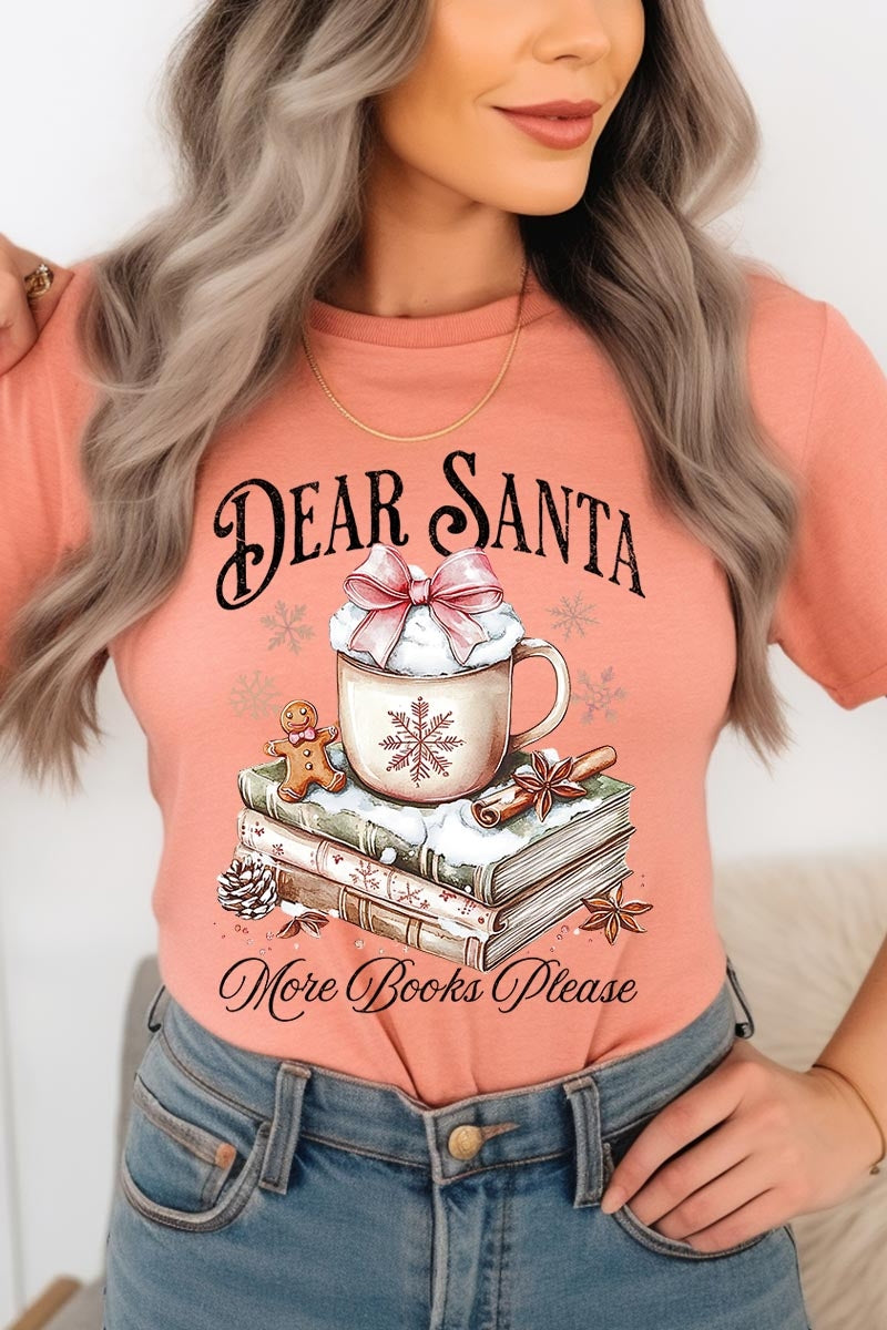 US3001P-E3205 Dear Santa Books Graphic Plus Tee $16