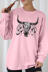 UL240P-E3176 Western Bullskull Graphic Plus Long Sleeve Tee $17