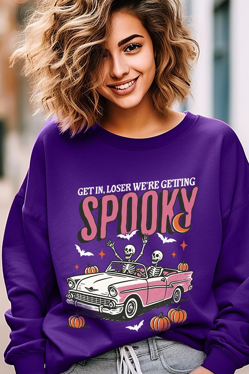 UL180P-E3142 Spooky Skeleton Graphic Plus Sweatshirt $25
