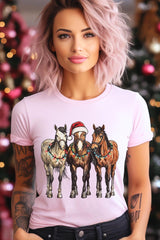 US3001P-E3182 Christmas Horses Graphic Plus Tee $16
