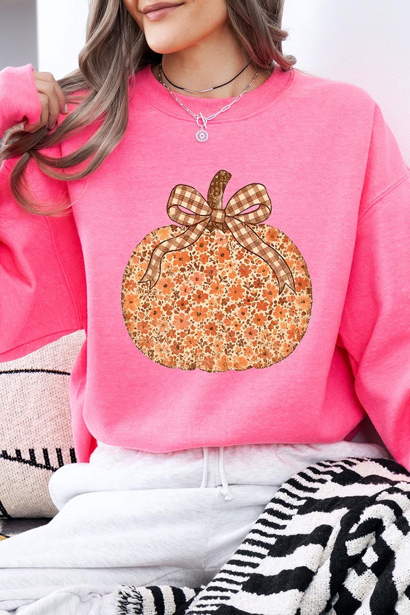 UL180-E3135 Floral Fall Pumpkin Graphic Sweatshirt $20