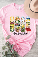 US3001-E3061NE Nebraska State Brushstroke Graphic Tee $12.5