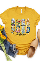 US3001P-E3061IN Indiana State Brushstroke Graphic Plus Tee $16