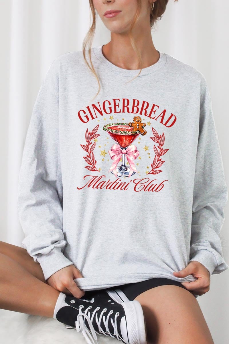 UL240P-E3216 Gingerbread Martini Club Graphic Plus Long Sleeve Tee $17