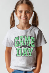 US3001Y-E3128Z Green Gingham Game Day Kids Graphic Tee $11