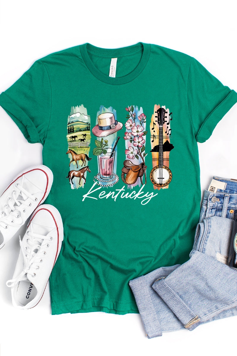 US3001P-E3061KY Kentucky State Brushstroke Graphic Plus Tee $16