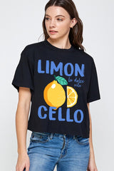 CTS-E3056 Limoncello Graphic Relaxed Crop Top $10.5