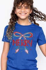 US3001Y-E3197Z Merry Christmas Bow Kids Graphic Tee $11