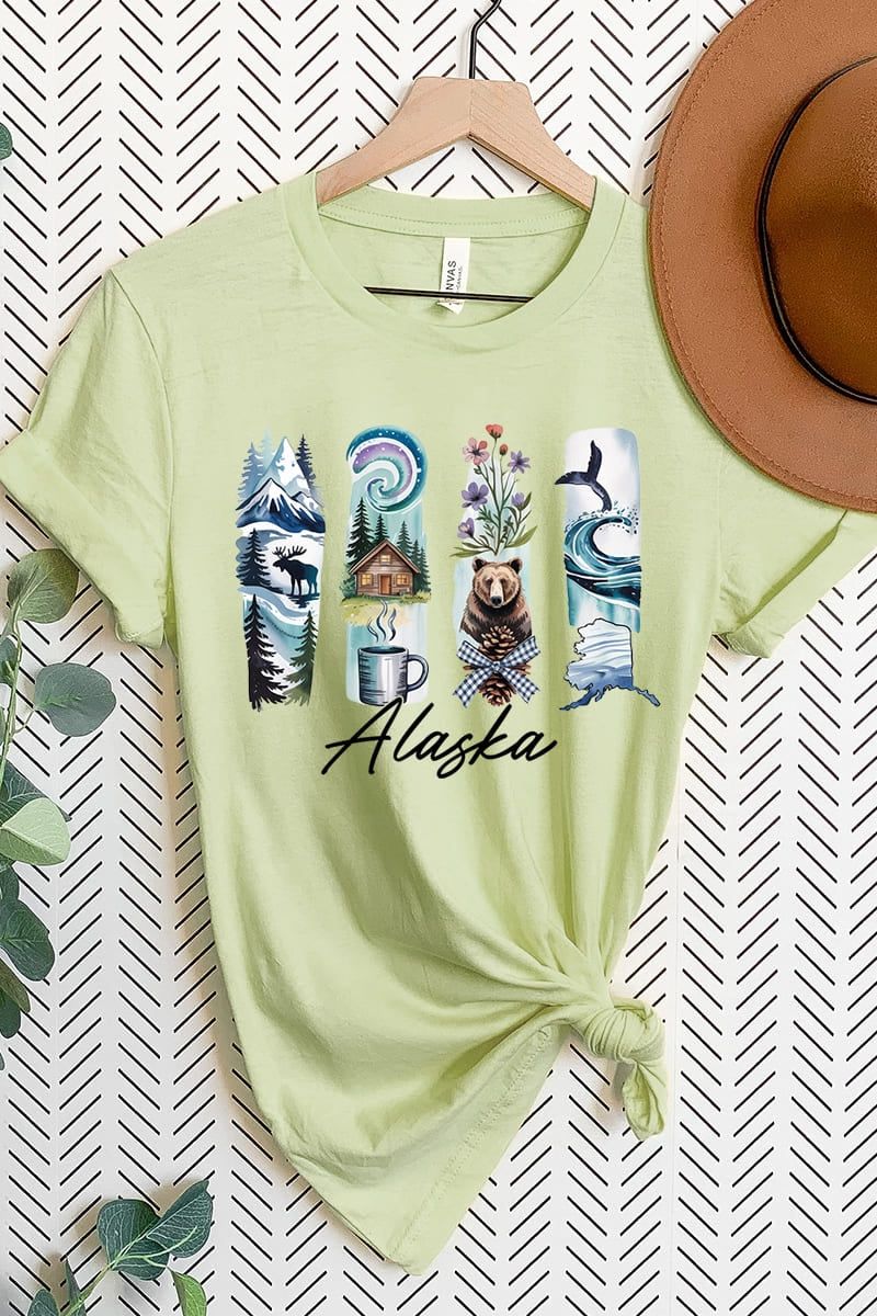 US3001-E3061AK Alaska State Brushstroke Graphic Tee $12.5