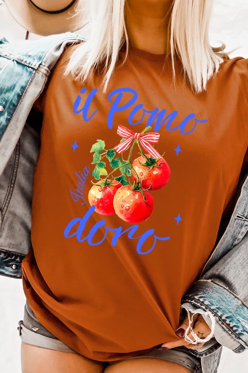 US3001-E3070 Il Pomodoro Tomato Art Graphic Tee $12.5