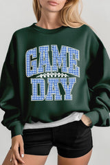UL180-E3130 Blue Gingham Game Day Graphic Sweatshirt $20