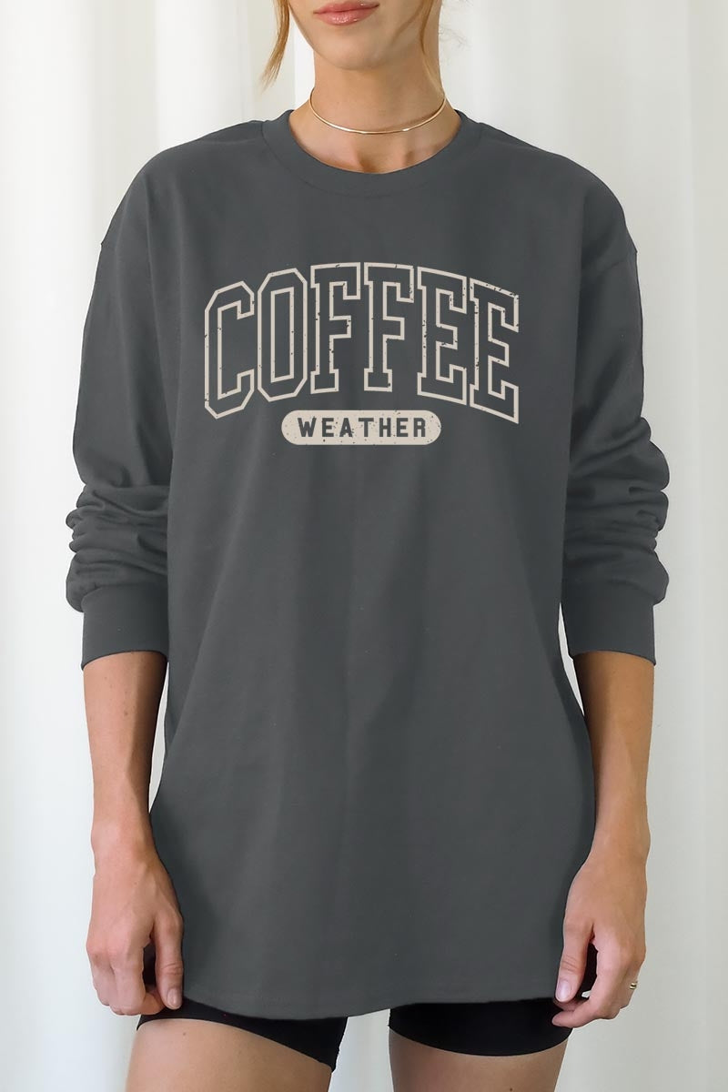 UL240P-E3207 Coffee Weather Graphic Plus Long Sleeve Tee $17