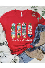 US3001P-E3061SC South Carolina State Brushstroke Graphic Plus Tee $16