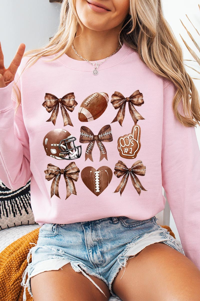 UL180P-E3054 Cute Football and Bow Graphic Plus Sweatshirt $25