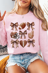 UL180P-E3054 Cute Football and Bow Graphic Plus Sweatshirt $25