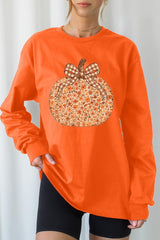 UL240-E3135 Floral Fall Pumpkin Graphic Long Sleeve Tee $13.75
