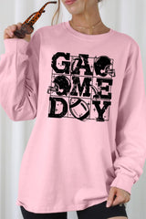 UL240-E3073 Distressed Game Day Graphic Long Sleeve Tee $13.75