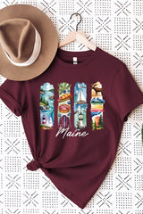 US3001P-E3061ME Maine State Brushstroke Graphic Plus Tee $16