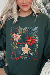 UL180-E3186 Floral Christmas Graphic Sweatshirt $20