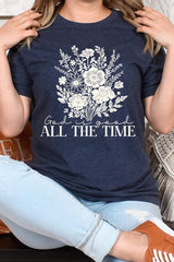 US3001P-E3116 God Is Good Floral Graphic Plus Tee $16