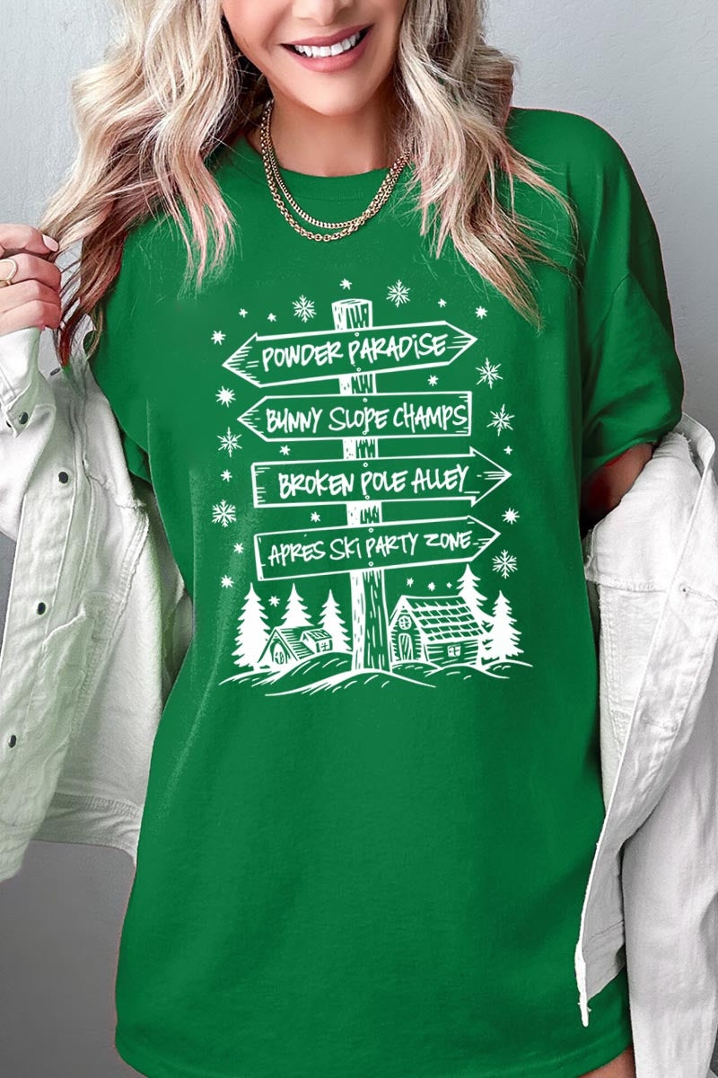 5000-E3189 Ski Lodge Signs Graphic Heavy Cotton Tee $9