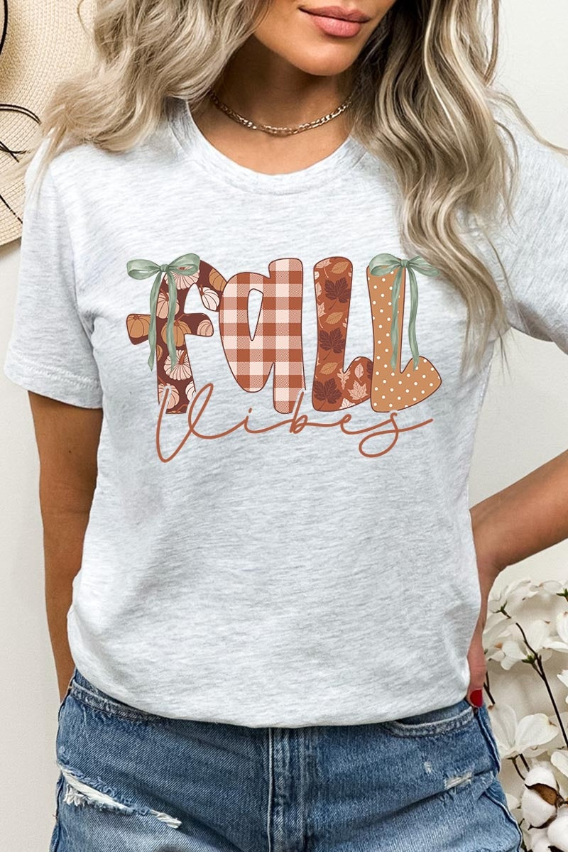 US3001P-E3071 Fall Vibes Rustic Script Graphic Plus Tee $16