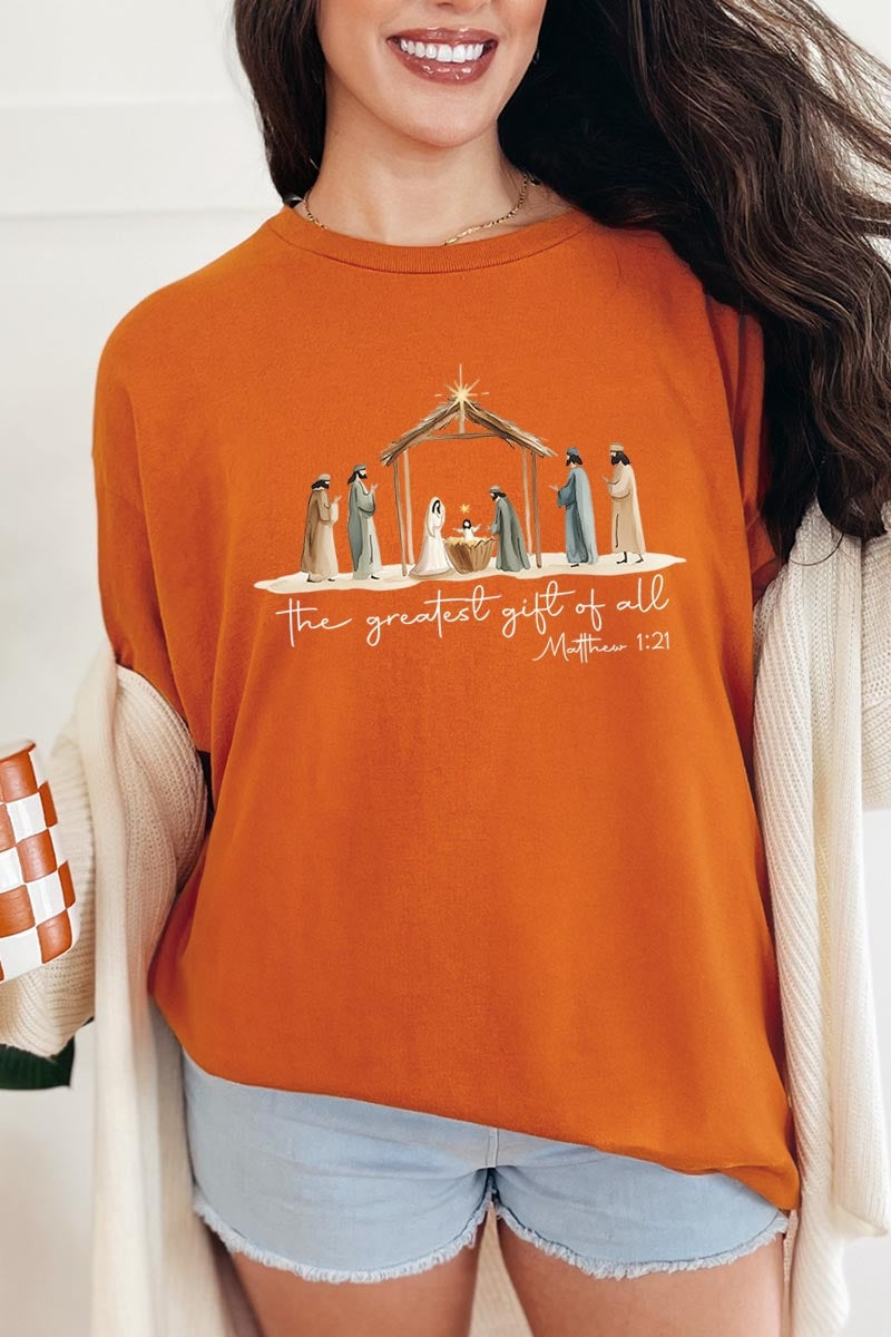 5000-E3183 Nativity Gift Graphic Heavy Cotton Tee $9