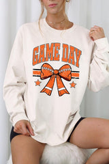 UL240P-E3064 Orange Game Day Football Bow Plus Long Sleeve Tee $17