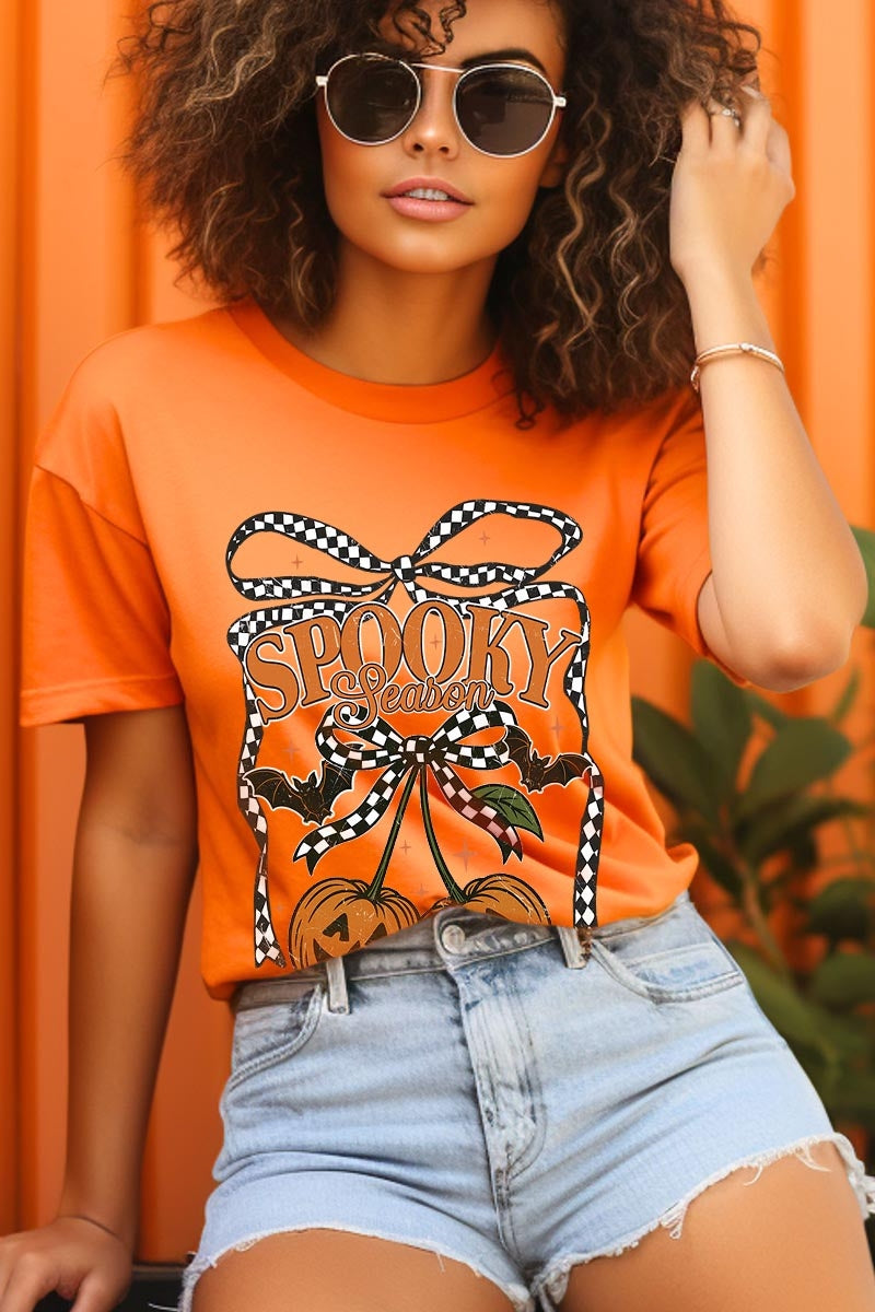 US3001P-E3085 Pumpkin Cherries Graphic Plus Tee $16