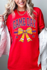5000-E3063 Purple Football Bow Graphic Heavy Cotton Tee $9