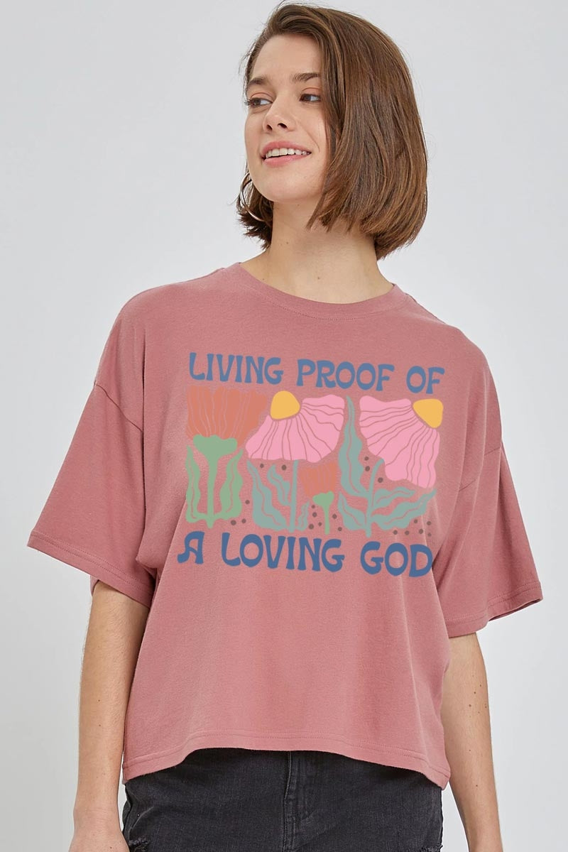 CTS-E3066 Living Proof of a Loving Graphic Relaxed Crop Top $11