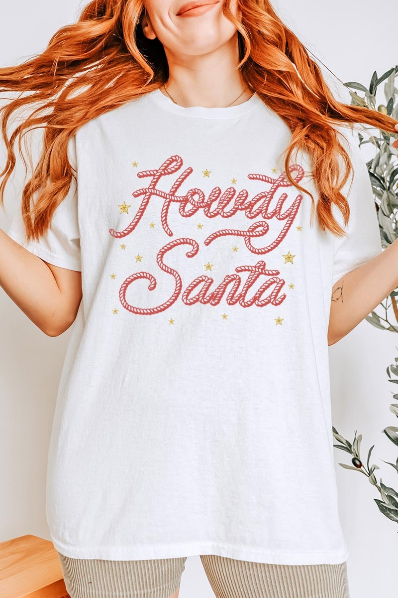 5000-E3199 Howdy Santa Graphic Heavy Cotton Tee $9