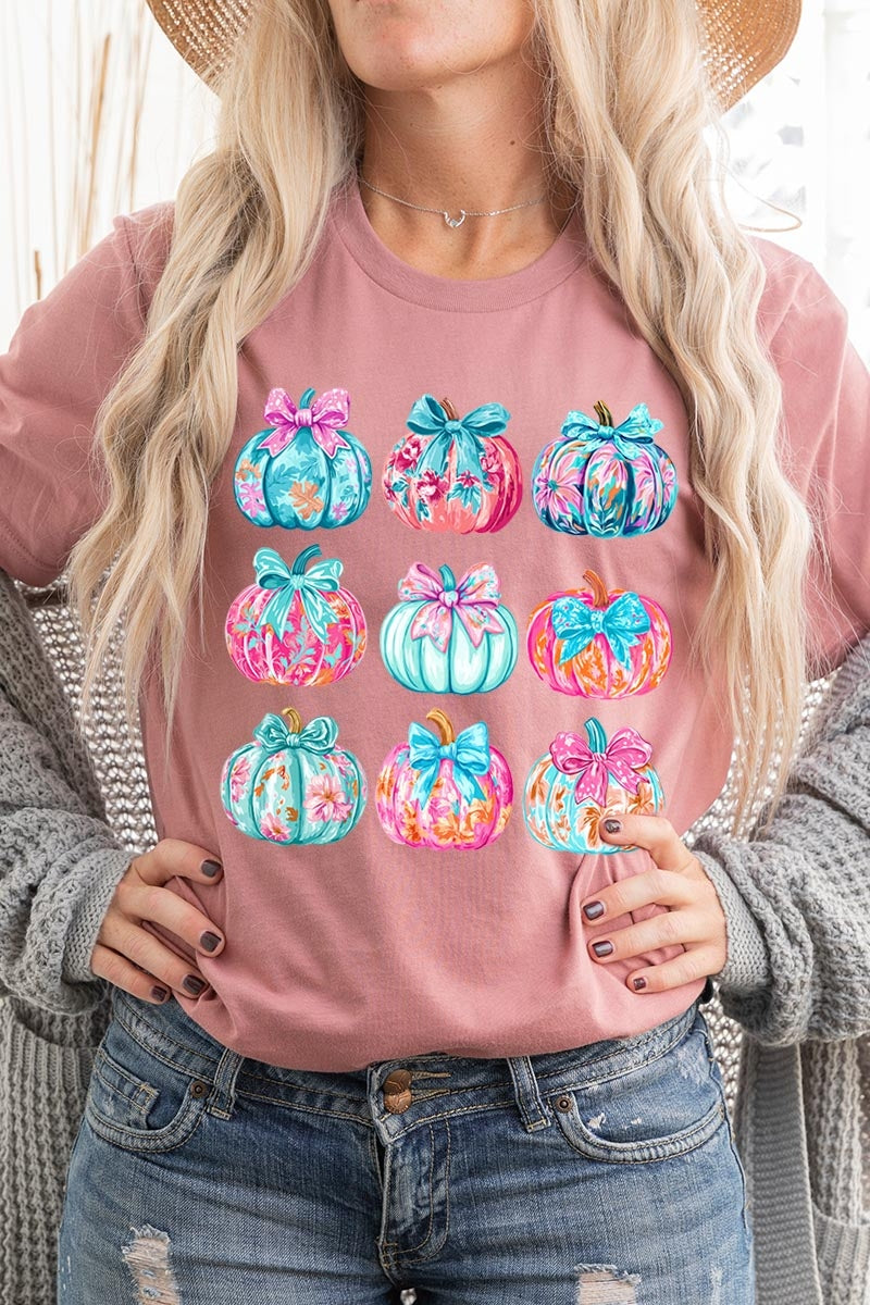 US3001-E3137 Coquette Pumpkin Graphic Tee $12.5
