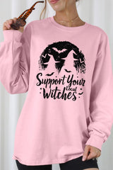 UL240P-E3161 Local Witches Halloween Graphic Plus Long Sleeve Tee $17