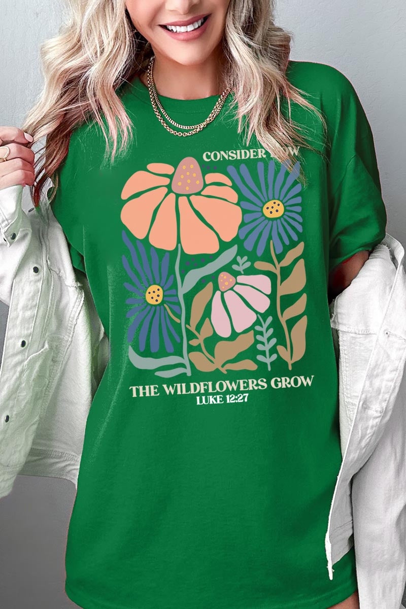 5000-E3067 Consider the Wildflowers Graphic Heavy Cotton Tee $9